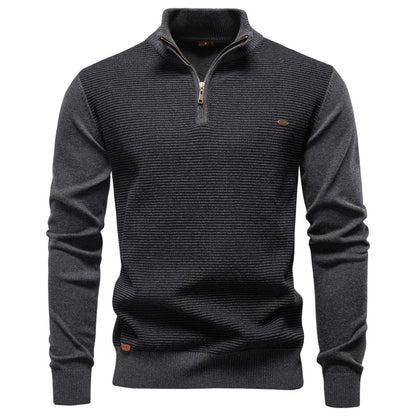 Men's Collar Half Zipper Casual Cotton Sweatshirt