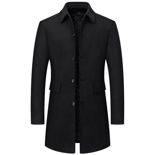 Lapel New Middle-aged Men Coat Woolen Coat