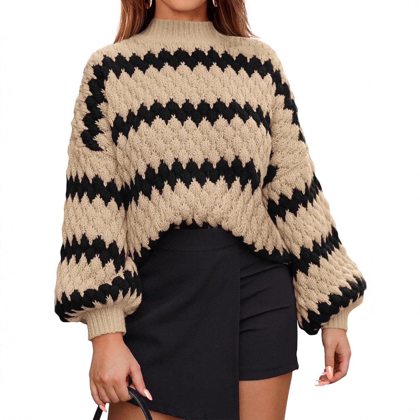 Women's Knitted Pullover Striped European And American