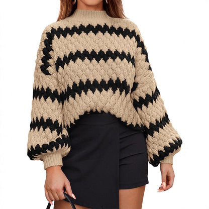 Women's Knitted Pullover Striped European And American