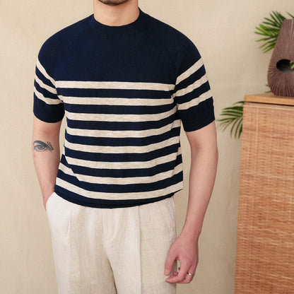 Linen Stripe Knit Tee