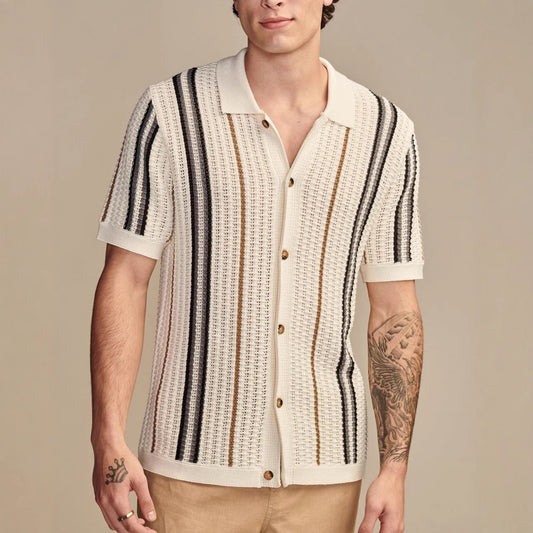 Men’s Hollow Knit Polo Cardigan