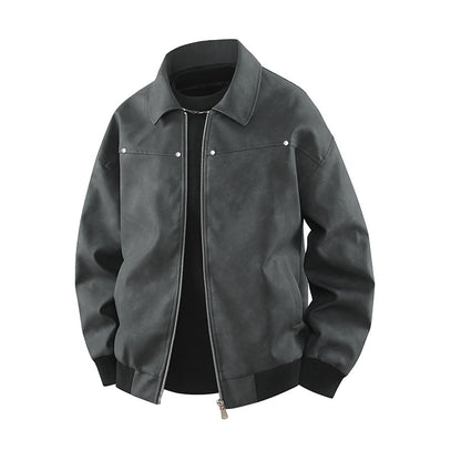 Retro Brown Lapel Leather Coat