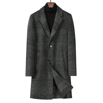 Men's Fashion Plaid Double-sided Woolen Trench Coat