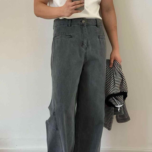 Pleated Matchet Uniform Jeans