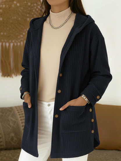 Women's Loose Hooded Corduroy Casual Cardigans