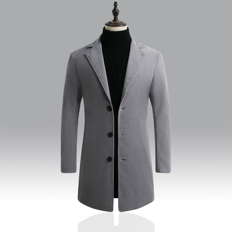 Korean Style Long Woolen Trench Coat