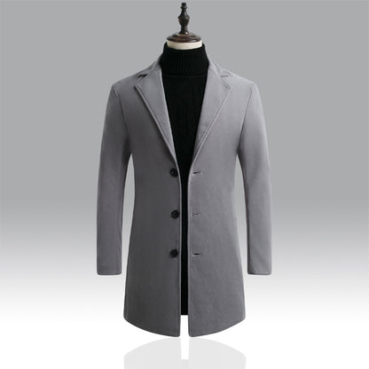 Korean Style Long Woolen Trench Coat