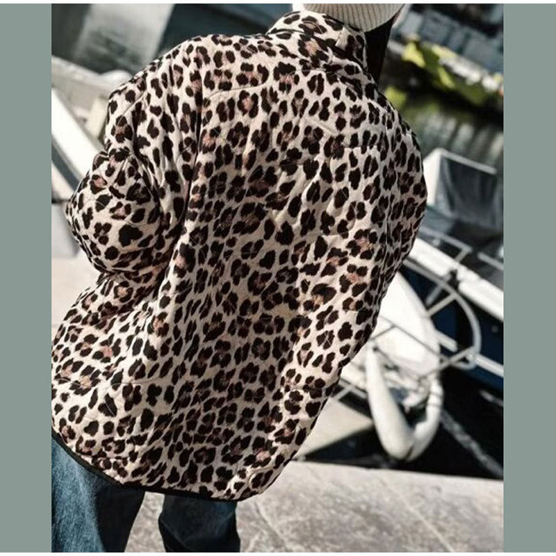 Leopard Print Lapel Coat
