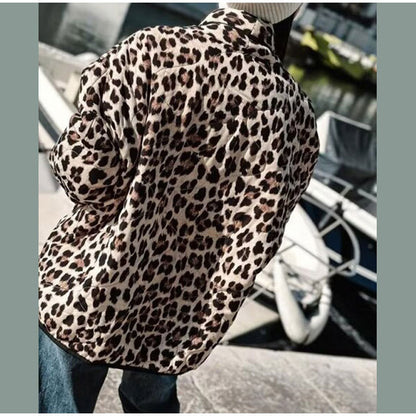 Leopard Print Lapel Coat