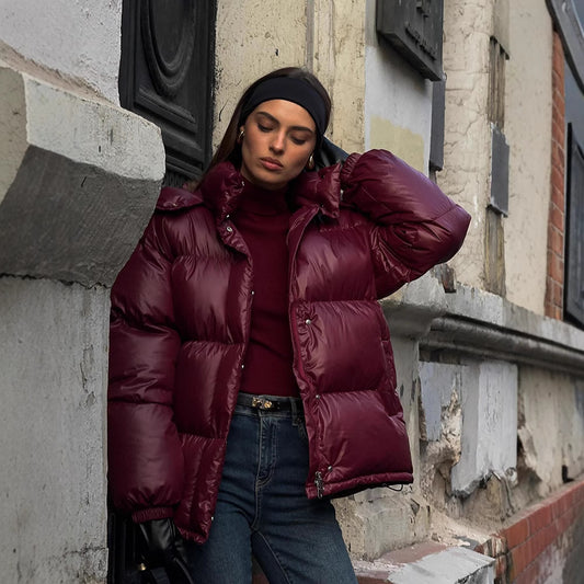 Graceful Stand Collar Hooded Jacket