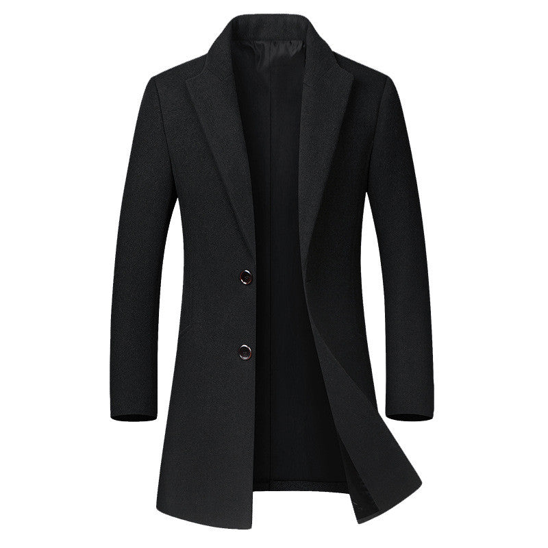 Men's Long Woolen Trench Coat