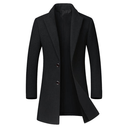 Men's Long Woolen Trench Coat