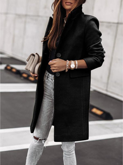 Women’s Simple Button Woolen Coat