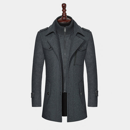 Double-Collar Vertical Zipper Coat