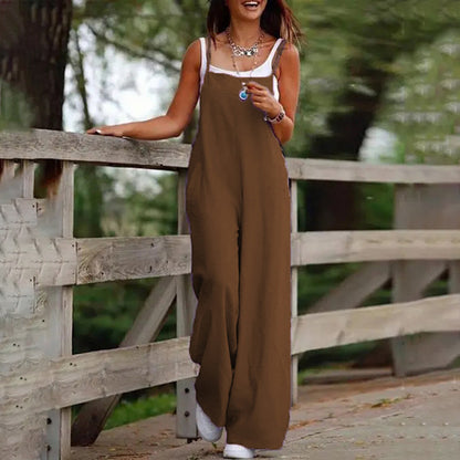 Solid Color Sleeveless Casual Jumpsuit