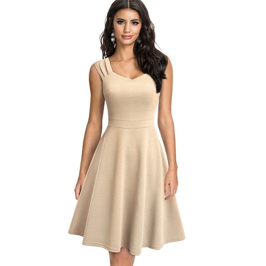 Women's slim slim dress temperament ladies small dress A-line big swing skirt