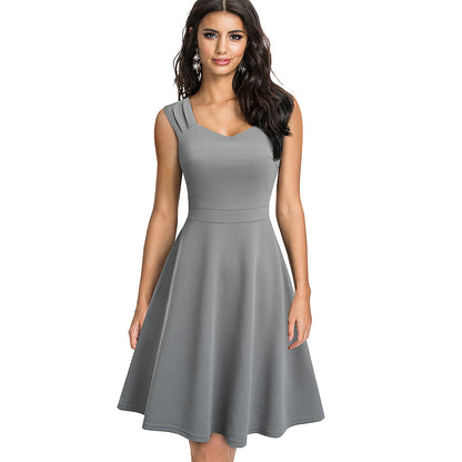 Women's slim slim dress temperament ladies small dress A-line big swing skirt