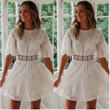 Sexy Hollow Short Sleeve Dress