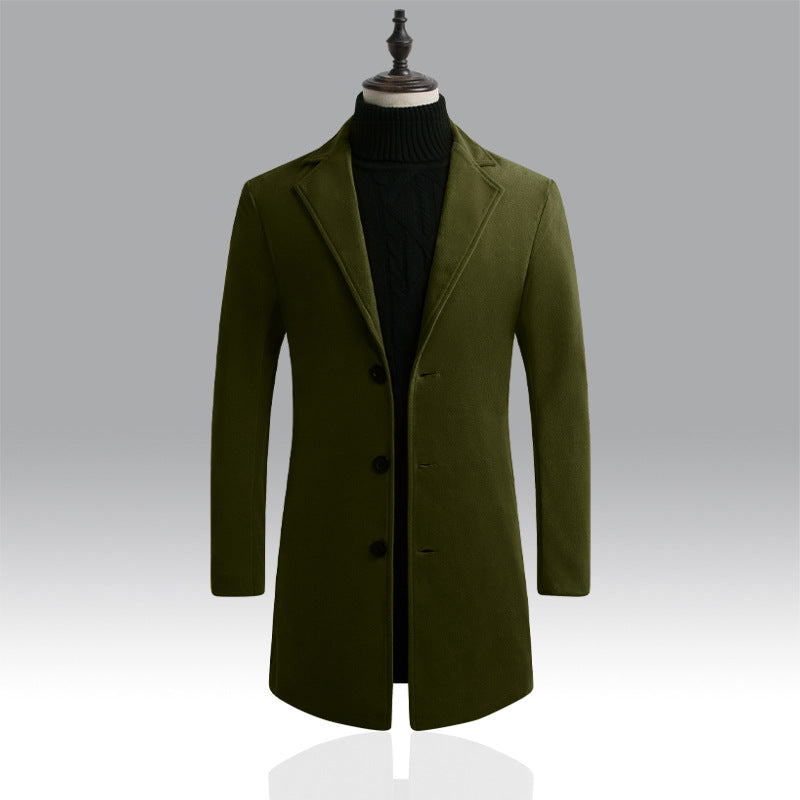 Korean Style Long Woolen Trench Coat