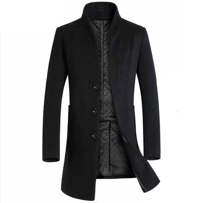 Men's Long Woolen Trench Coat
