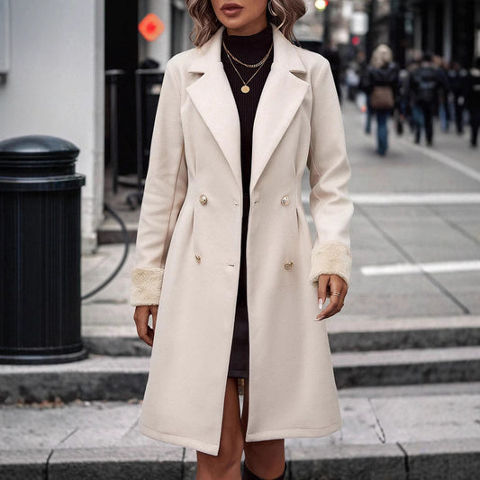 Women’s Waist-Trimming Woolen Coat