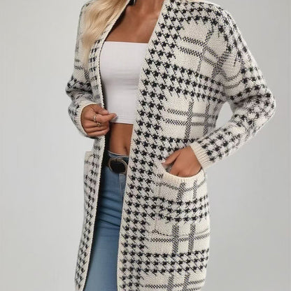 Houndstooth Long Knit Jacket