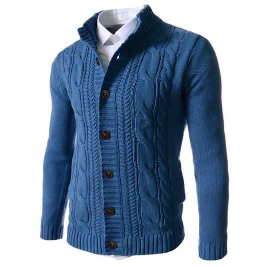 Men’s Stand Collar Knit Button Cardigan
