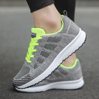 Damen Freizeitschuhe, modische atmungsaktive Laufschuhe aus Mesh, flache Schuhe, weiße Damen-Sneaker, Damen-Tennisschuhe, Damenschuhe.