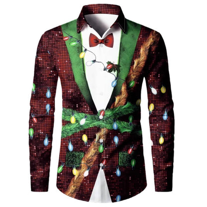 Men’s Digital Print Faux Two-Pieces Shirt