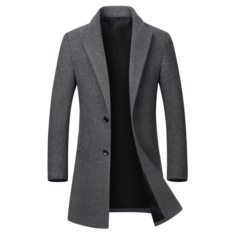Men's Long Woolen Trench Coat