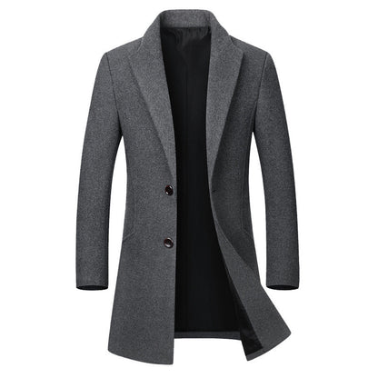 Men's Long Woolen Trench Coat