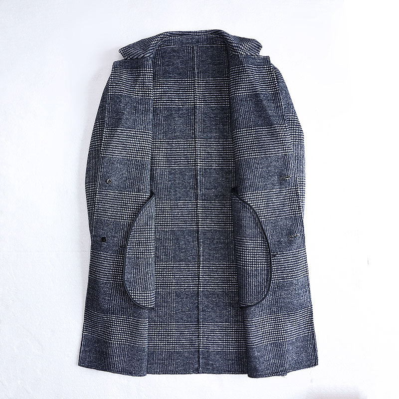 Men's Fashion Plaid Double-sided Woolen Trench Coat