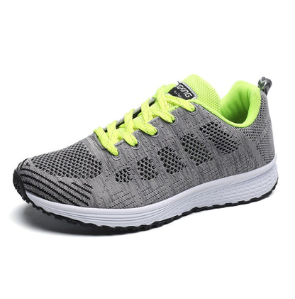 Damen Freizeitschuhe, modische atmungsaktive Laufschuhe aus Mesh, flache Schuhe, weiße Damen-Sneaker, Damen-Tennisschuhe, Damenschuhe.