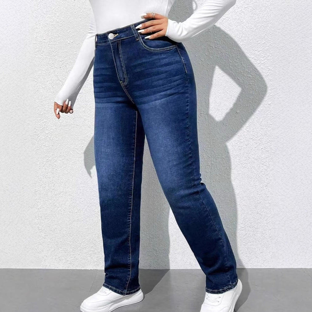 Women’s Stretch Denim Straight-Leg Pants