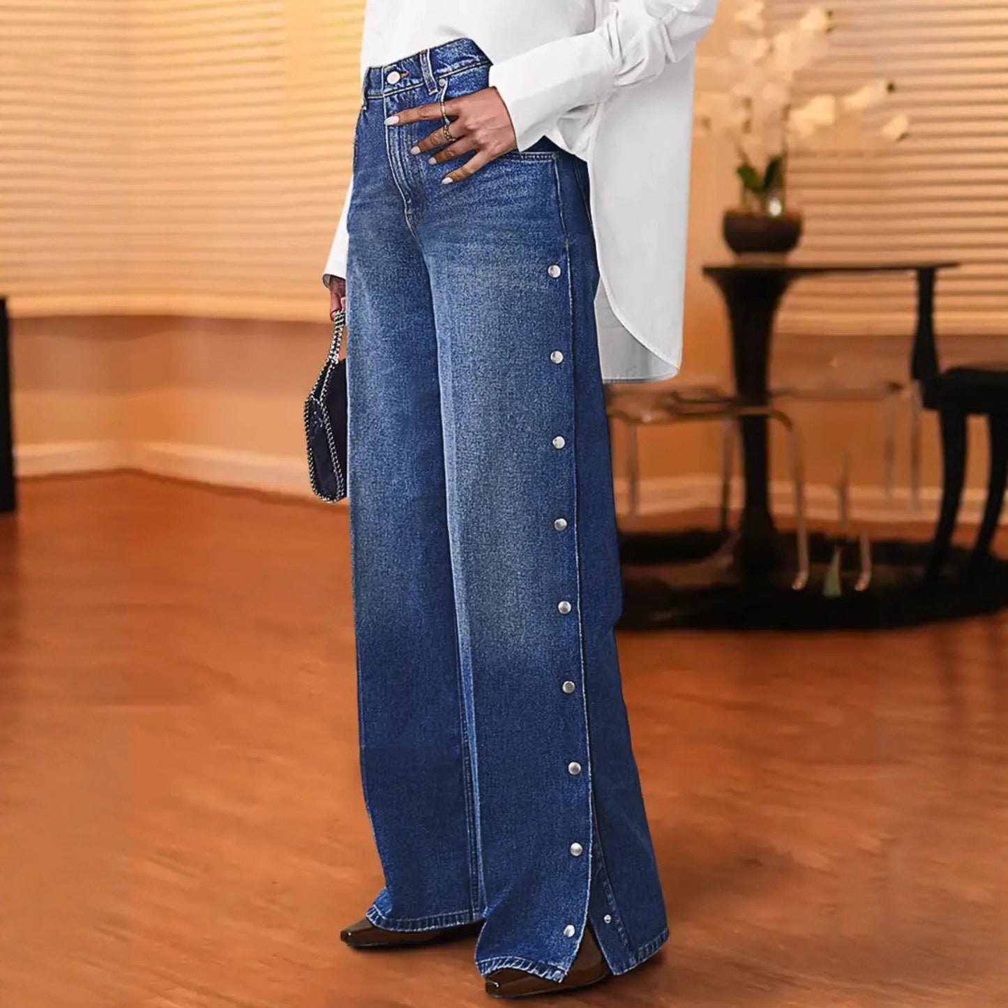 Women’s Heart Rivet Denim Pants