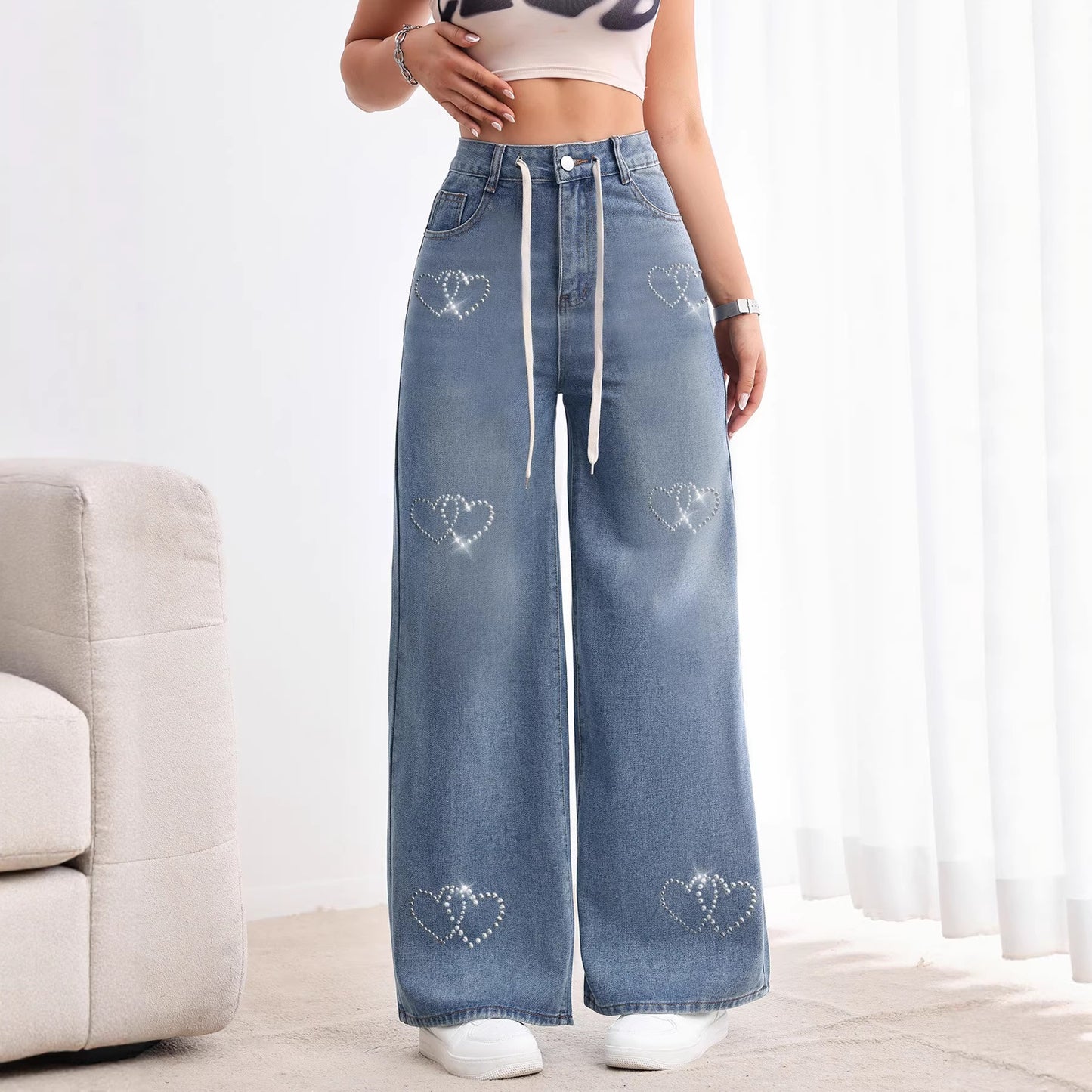American Style Retro Wide Leg Jeans