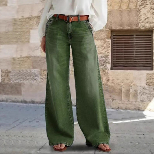 Stylish Relaxed Fit Wide Leg Casual Jeans