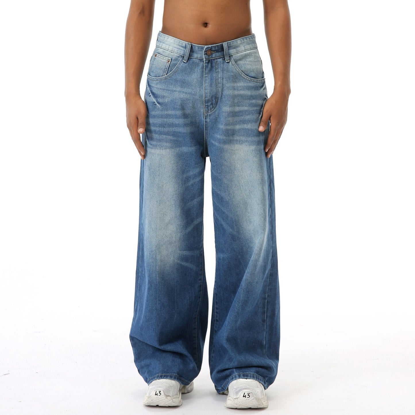 Retro Washed Wide Leg Jeans