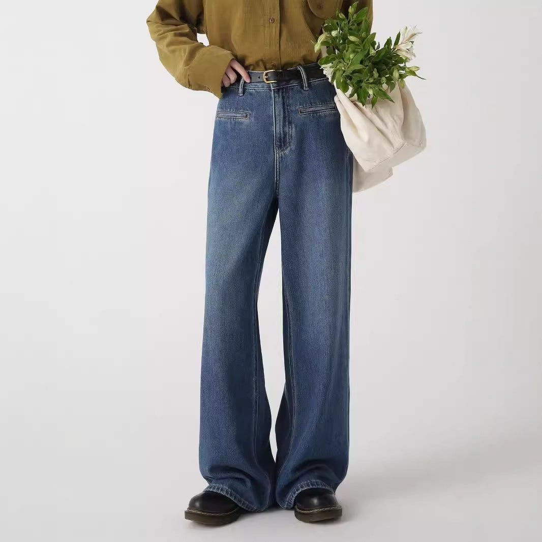 High-Waist Straight Wide Leg Jeans