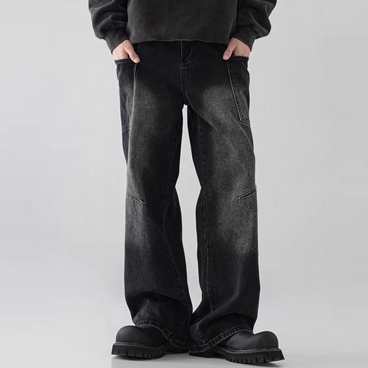 Mens Loose Fit Wide Leg Jeans