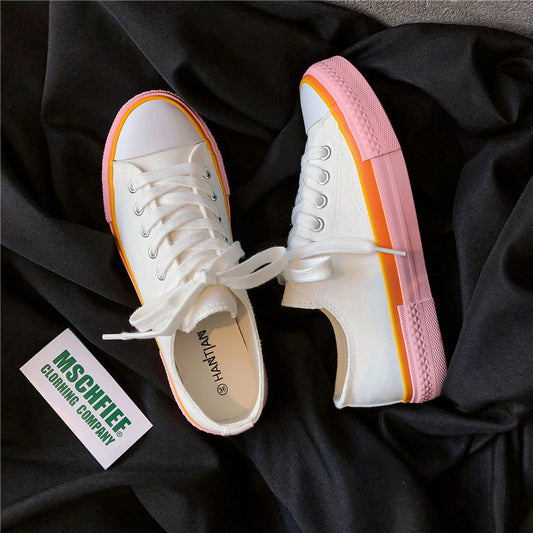Klassieke crème blauwe canvas dames schoenen