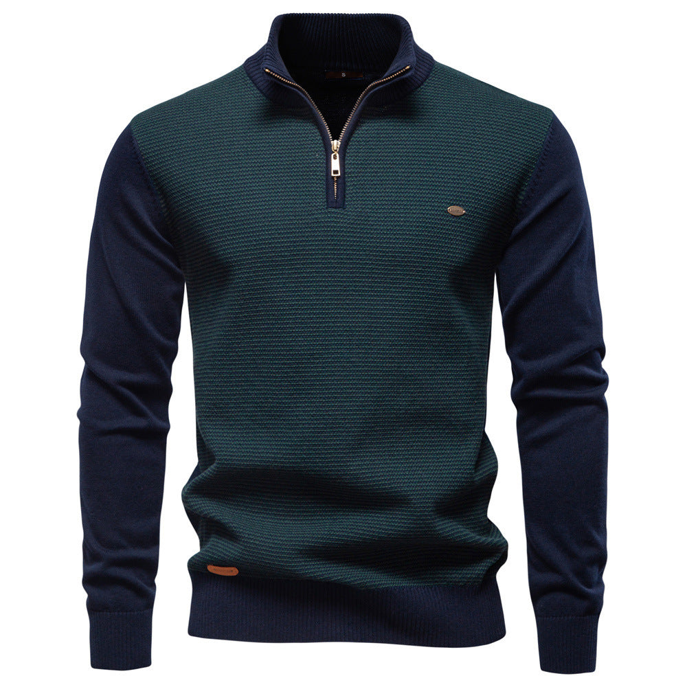 Men's Collar Half Zipper Casual Cotton Sweatshirt