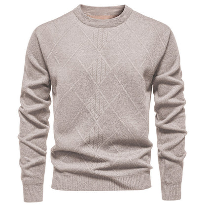 Fleece-lined Thick Round Neck Knitted Sweatshirt