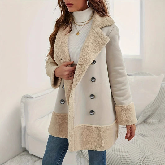 Apricot Contrast Wool Long Coat