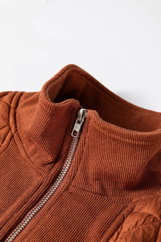 Geometric Quilted Half-Zip Top
