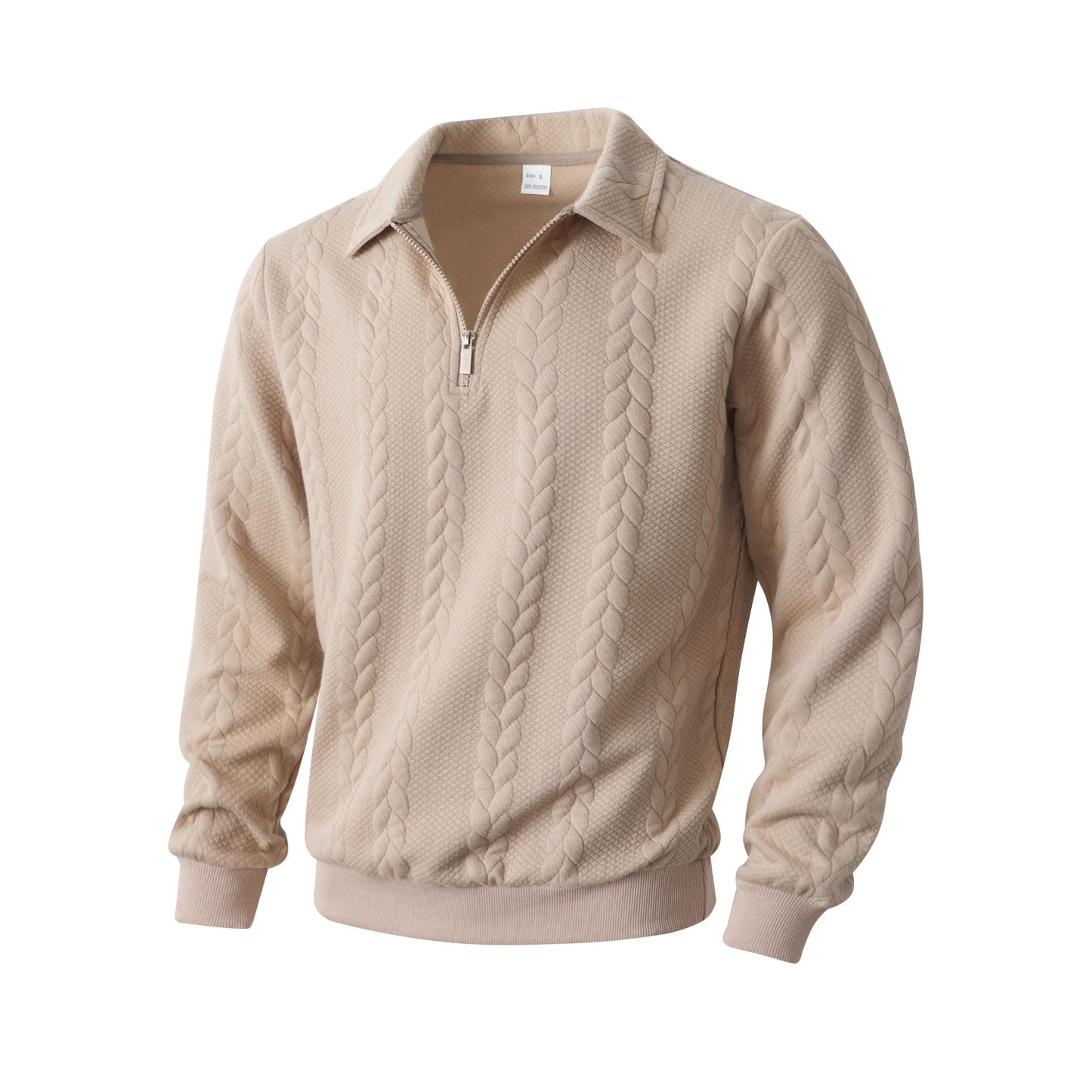 Men's Jacquard Lapel Long Sleeve Sweatshirt