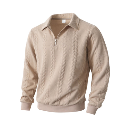 Men's Jacquard Lapel Long Sleeve Sweatshirt