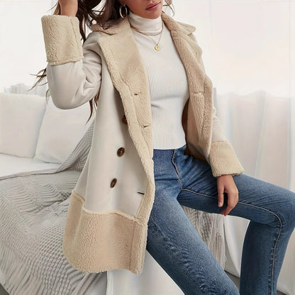 Apricot Contrast Wool Long Coat
