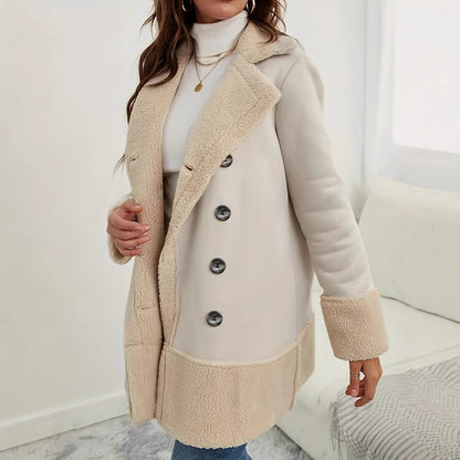 Apricot Contrast Wool Long Coat